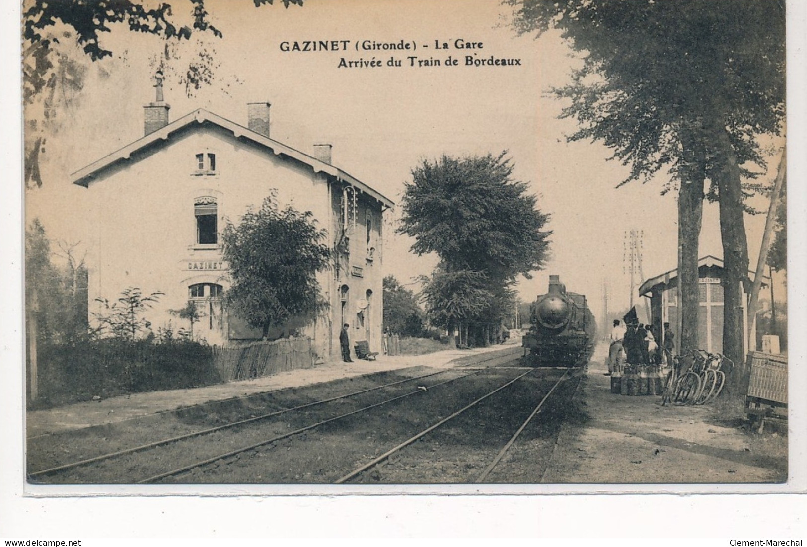 GAZINET : La Gare, Arrivée Du Train De Bordeaux - Tres Bon Etat - Autres & Non Classés