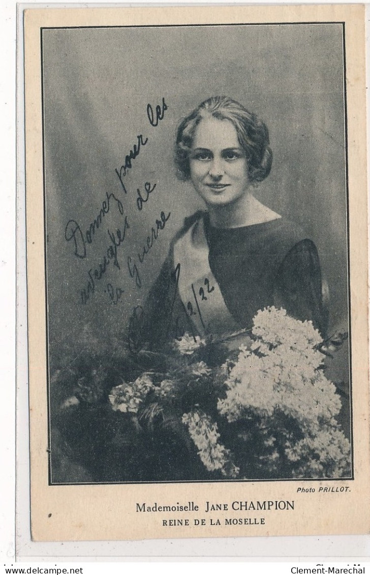 MMOSELLE : Mademoiselle Jane Champion Reine De La Moselle, 1922 - Tres Bon Etat - Sonstige & Ohne Zuordnung