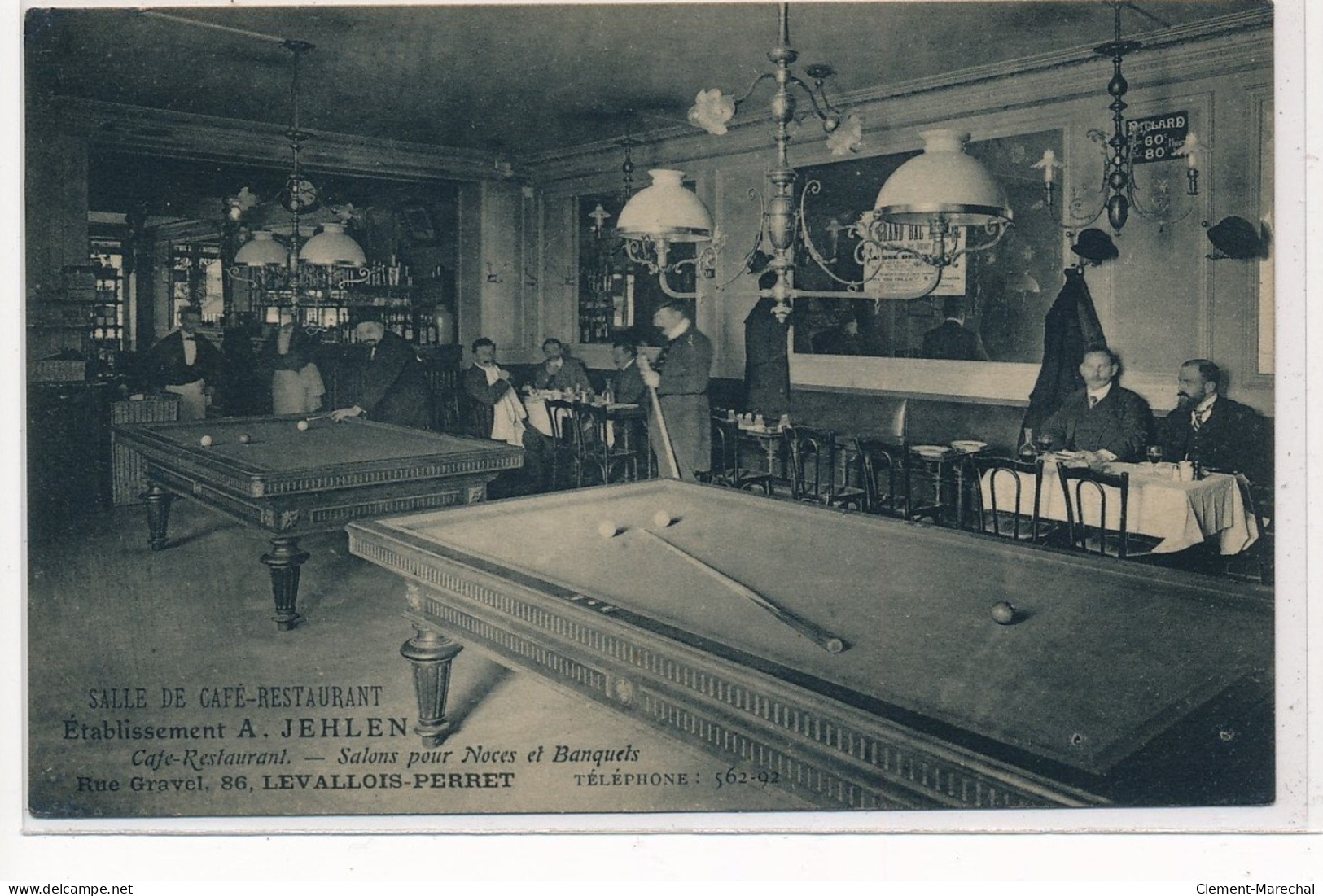 LEVALLOIS-PERRET : Salle De Cafe-restaurant Etablissement A. Jehlen, Billard - Tres Bon Etat - Levallois Perret