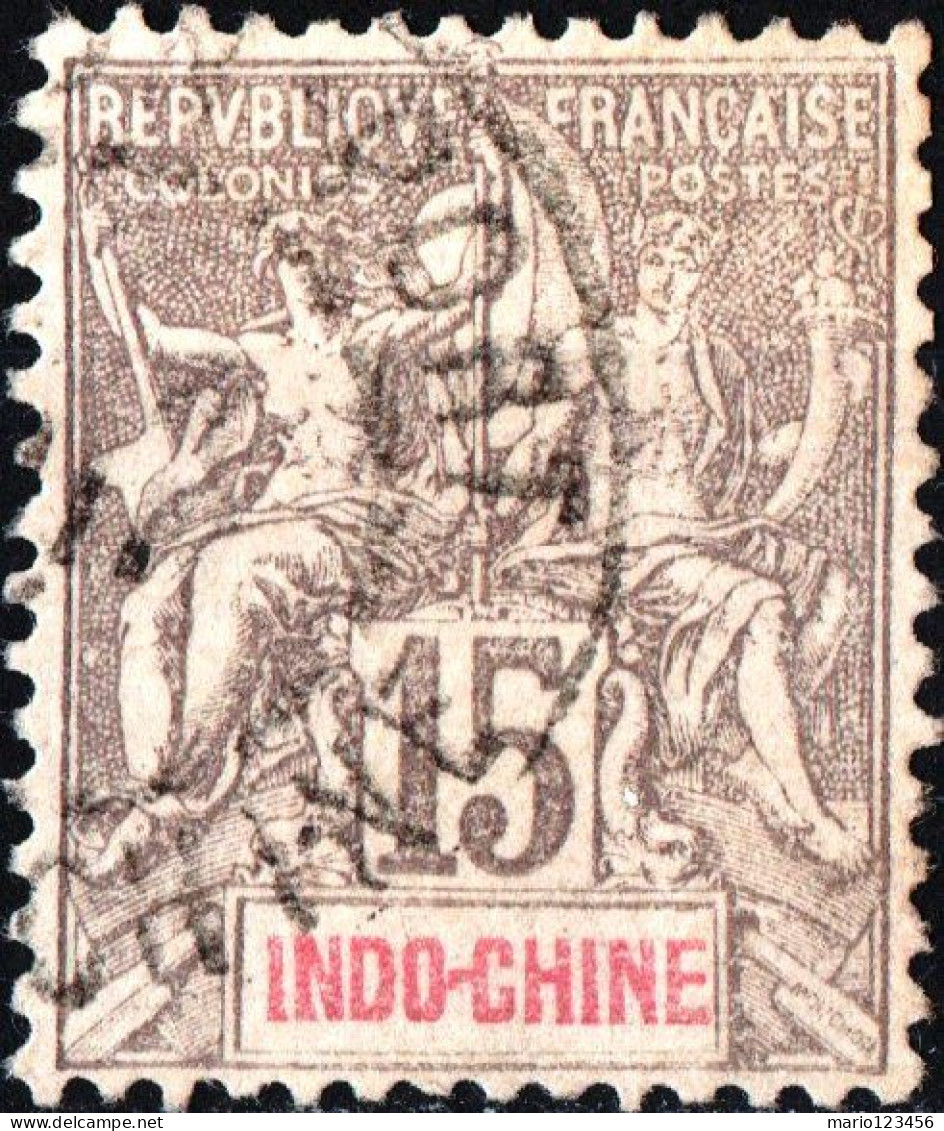 INDOCINA FRANCESE, INDOCHINA, TIPO “GROUPE”, 1900, USATI Yt:FR-IC 19, Scott:FR-IC 11 - Used Stamps