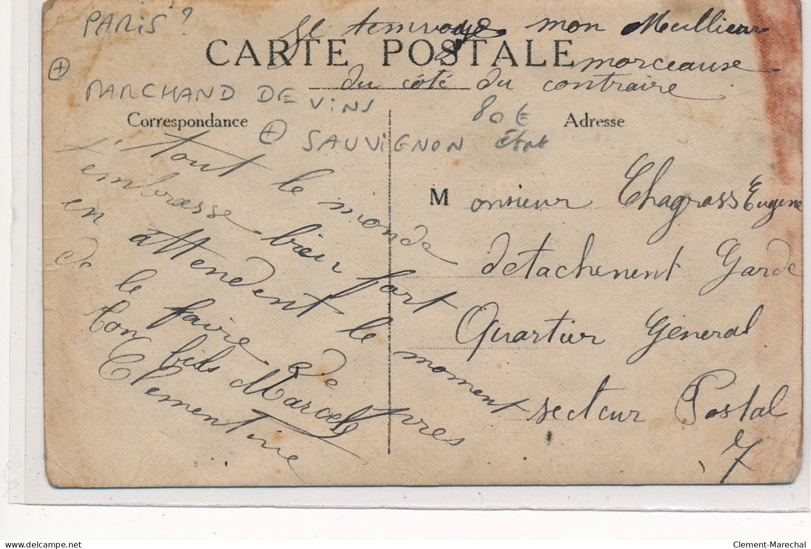 PARIS 12ème : Carte Photo Commissionnaire En Vins SAVIGNON - 12 Rue Abel Laurent - état - District 12