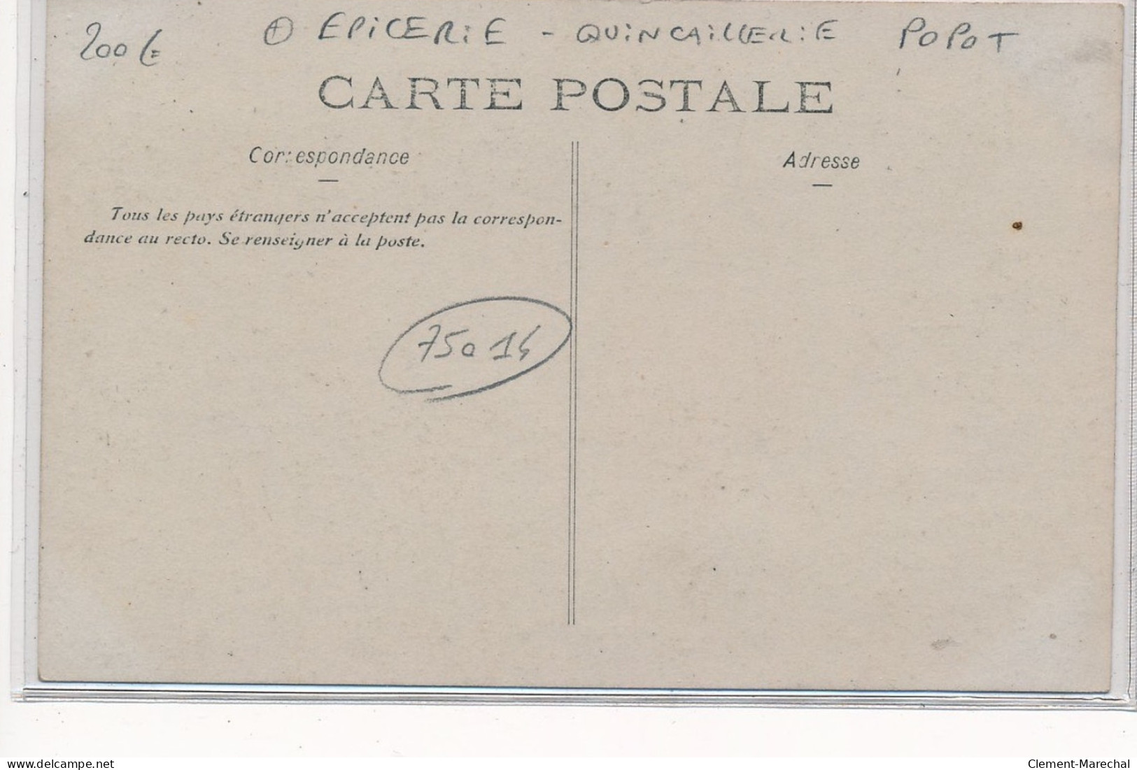 PARIS 14ème : Epicerie, Quincaillerie L. Popot, ,42 Rue Des Artistes Sur Bottin 1906. - Tres Bon Etat - District 14