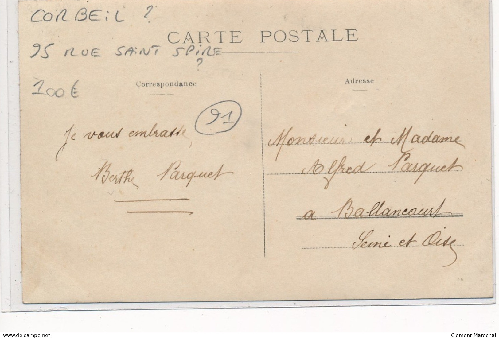 CORBEIL(?) : 95 Rue Saint-spire(?), Restaurant, A. Bredeche - Tres Bon Etat - Corbeil Essonnes