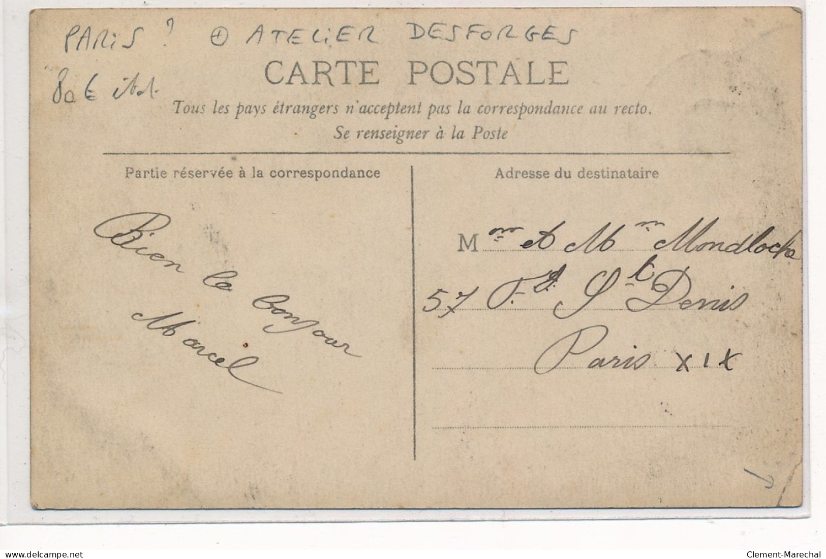 CARTE PHOTO A LOCALISER : Paris(?) Atelier Desforges - Etat - Photos