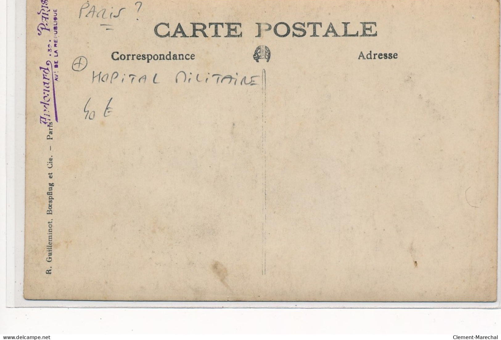 CARTE PHOTO A LOCALISER : Paris(?) Hopital Militaire - Tres Bon Etat - Photos