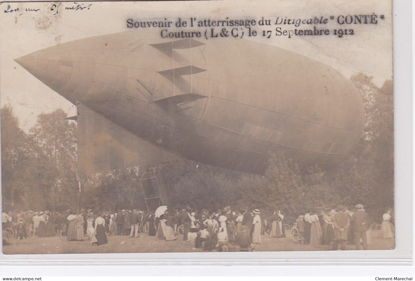COUTURE : Carte Photo De L'atterrissage Du Dirigeable "Conté" En 1912 - Très Bon état - Altri & Non Classificati