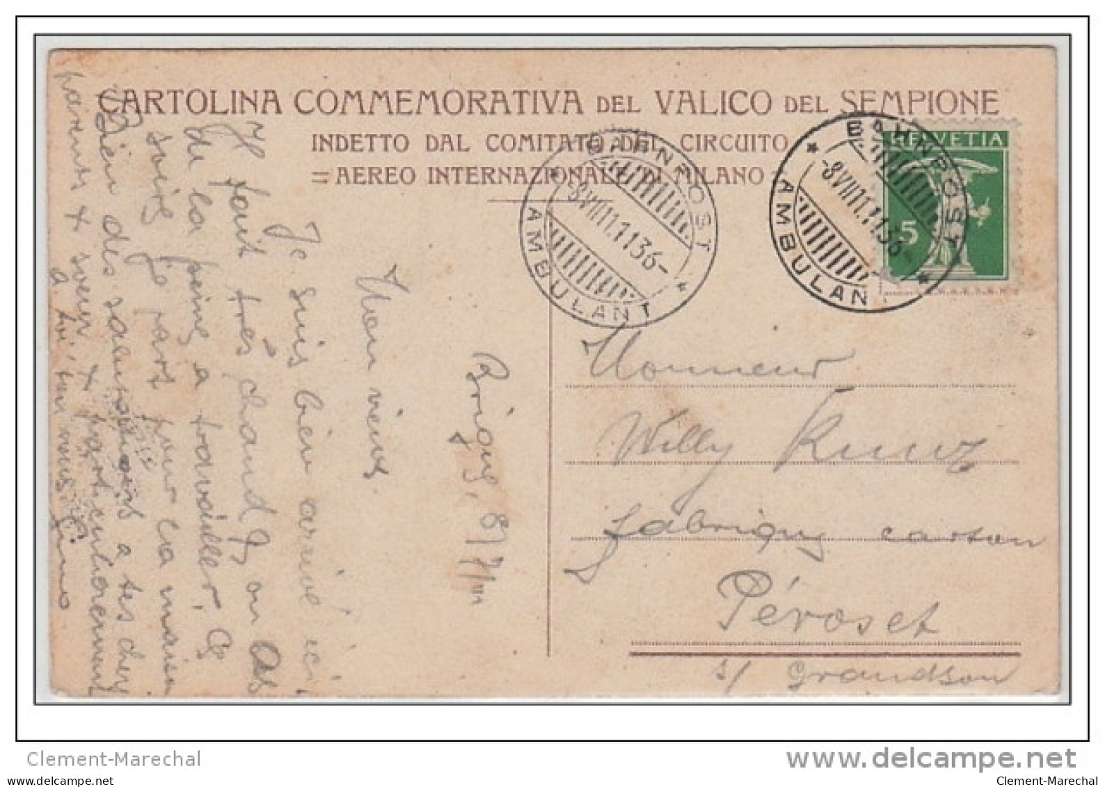 CODOGNATO : "Valico Del Sampione" 1910 - Très Bon état - Autres & Non Classés