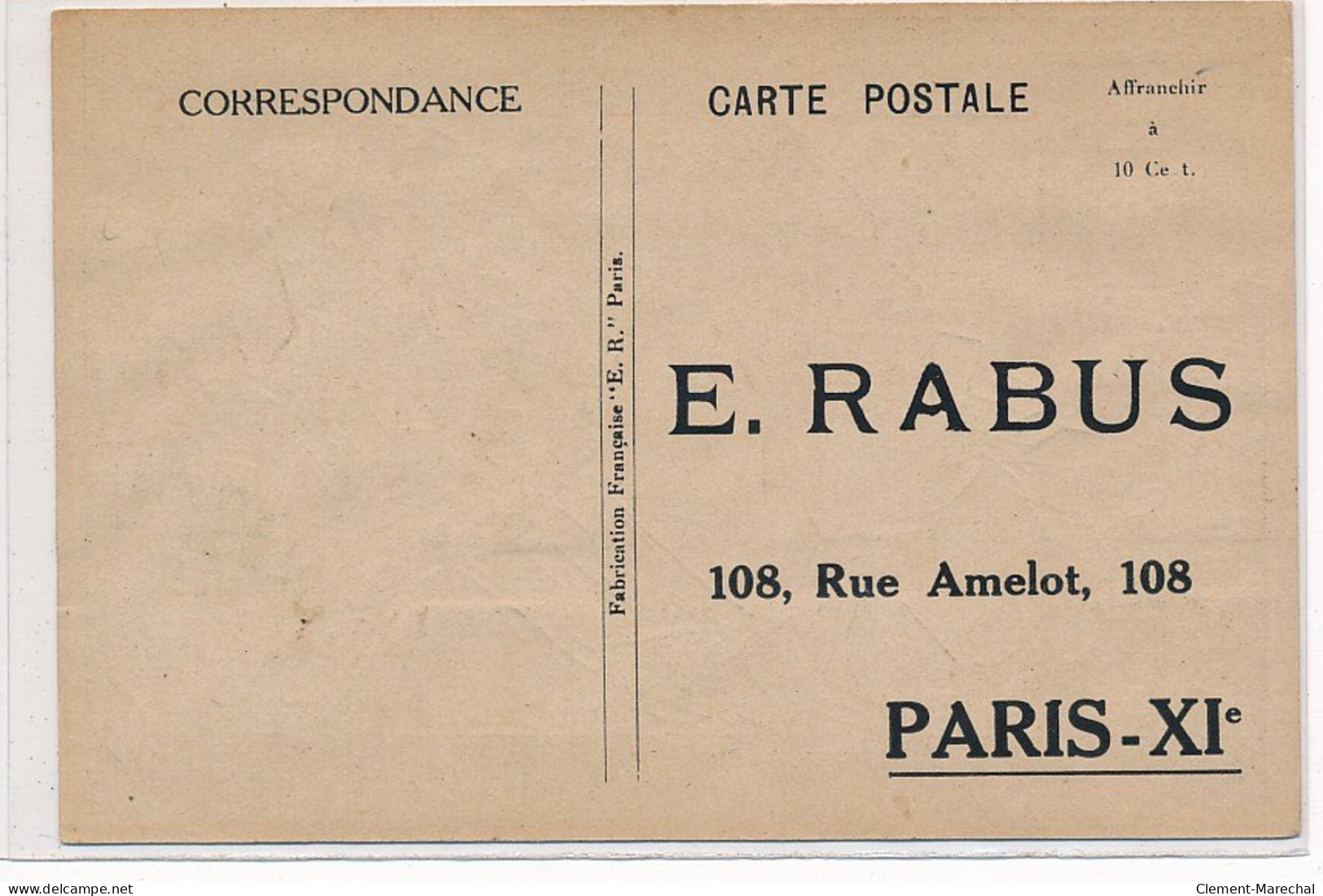 CARTE POSTALE Publicité Pour L'éditeur RABUS A  Paris Rue Amelot - Bon état (traces) - Publicidad