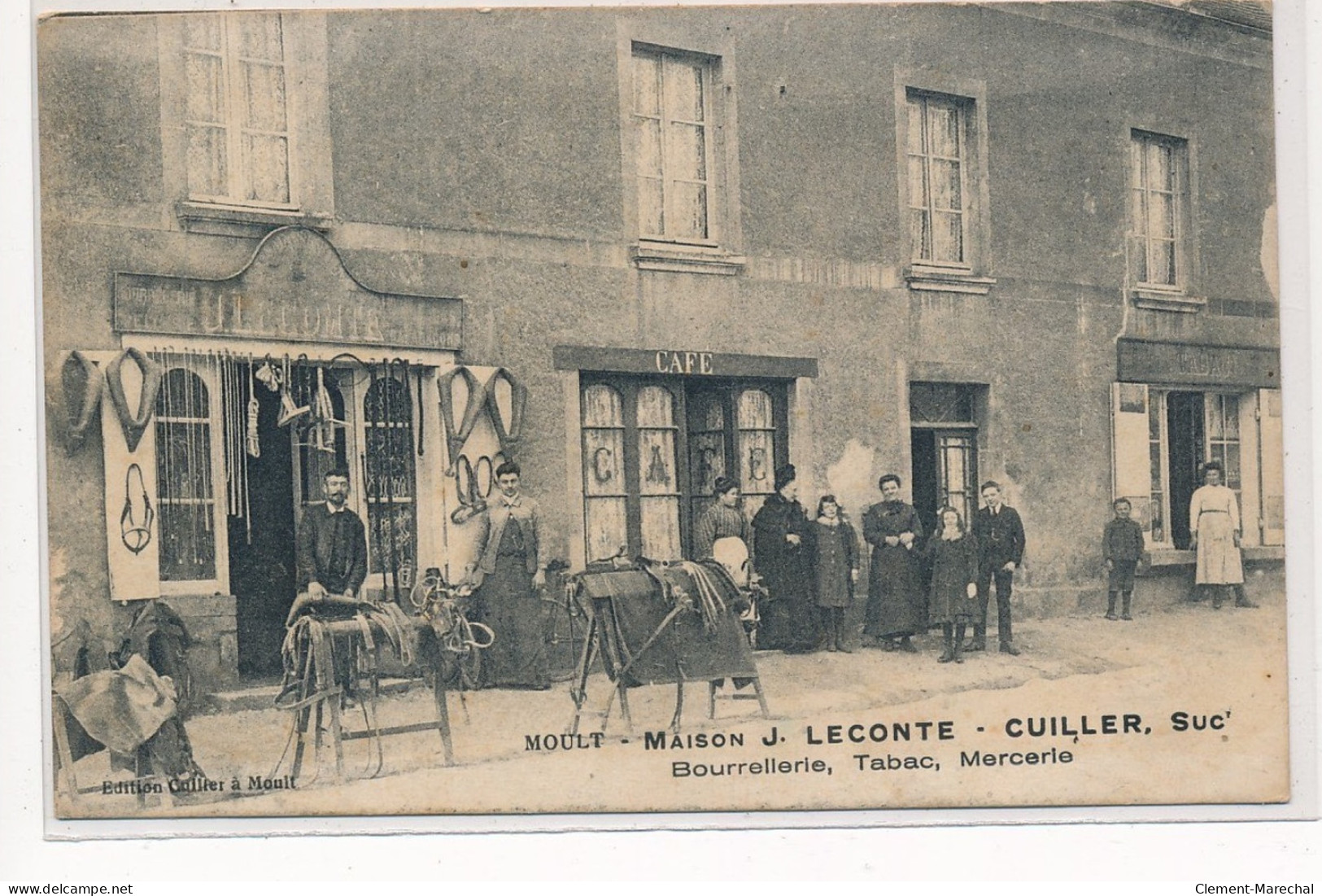MOULT : Maison J. Leconte Cuiller, Bourrellerie, Tabac, Mercerie - Etat - Andere & Zonder Classificatie
