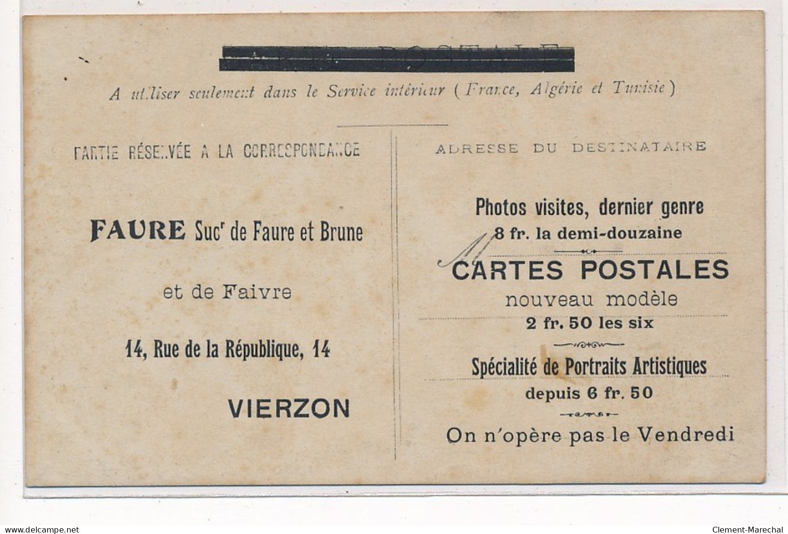 VIERZON : Carte Photo Publicitaire De L'éditeur De Cartes Postales FAURE (et Brune) - Très Bon état - Vierzon