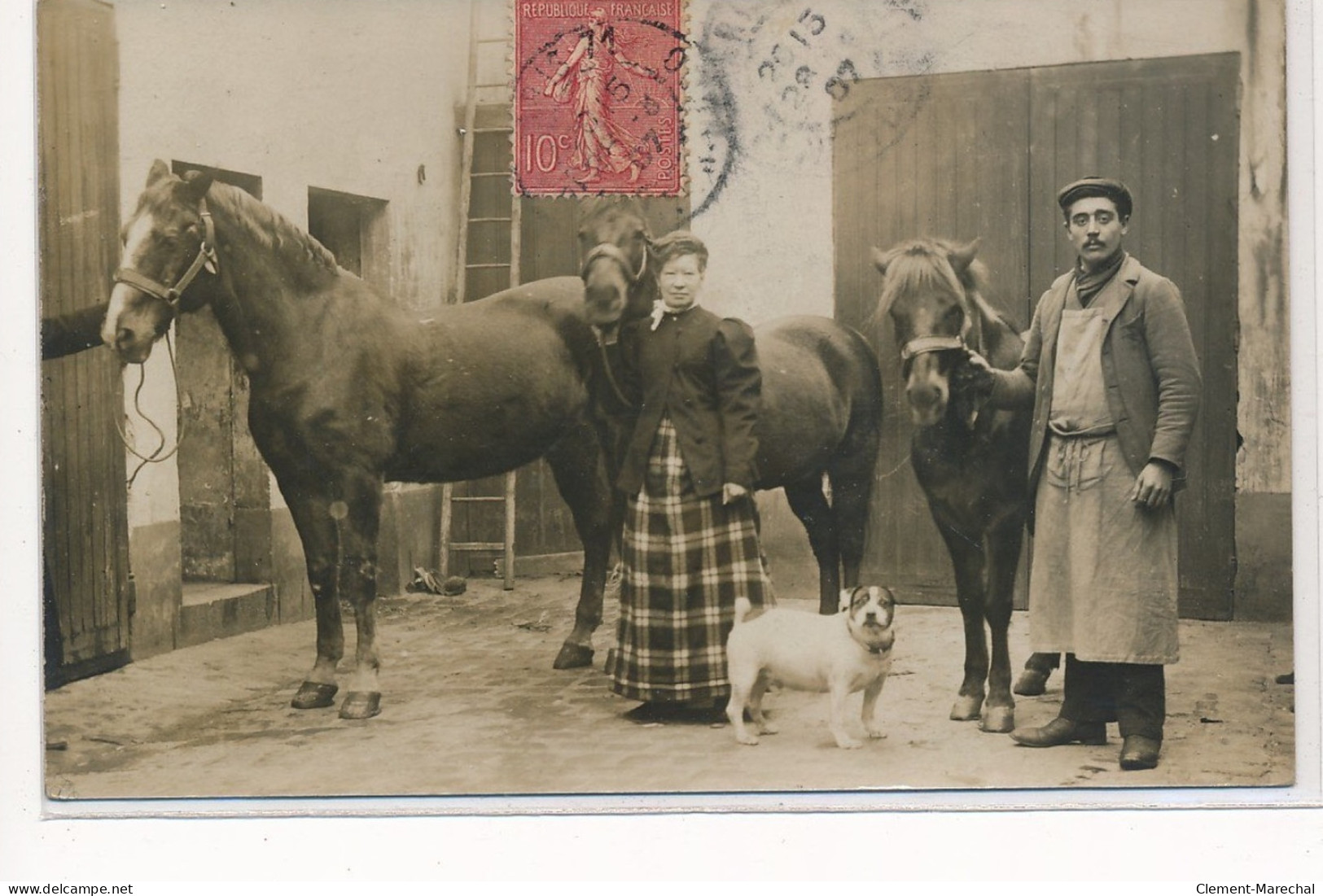 CARTE PHOTO A LOCALISER : Chevaux, Personnages, Chien, Paris(?) - Tres Bon Etat - Photos