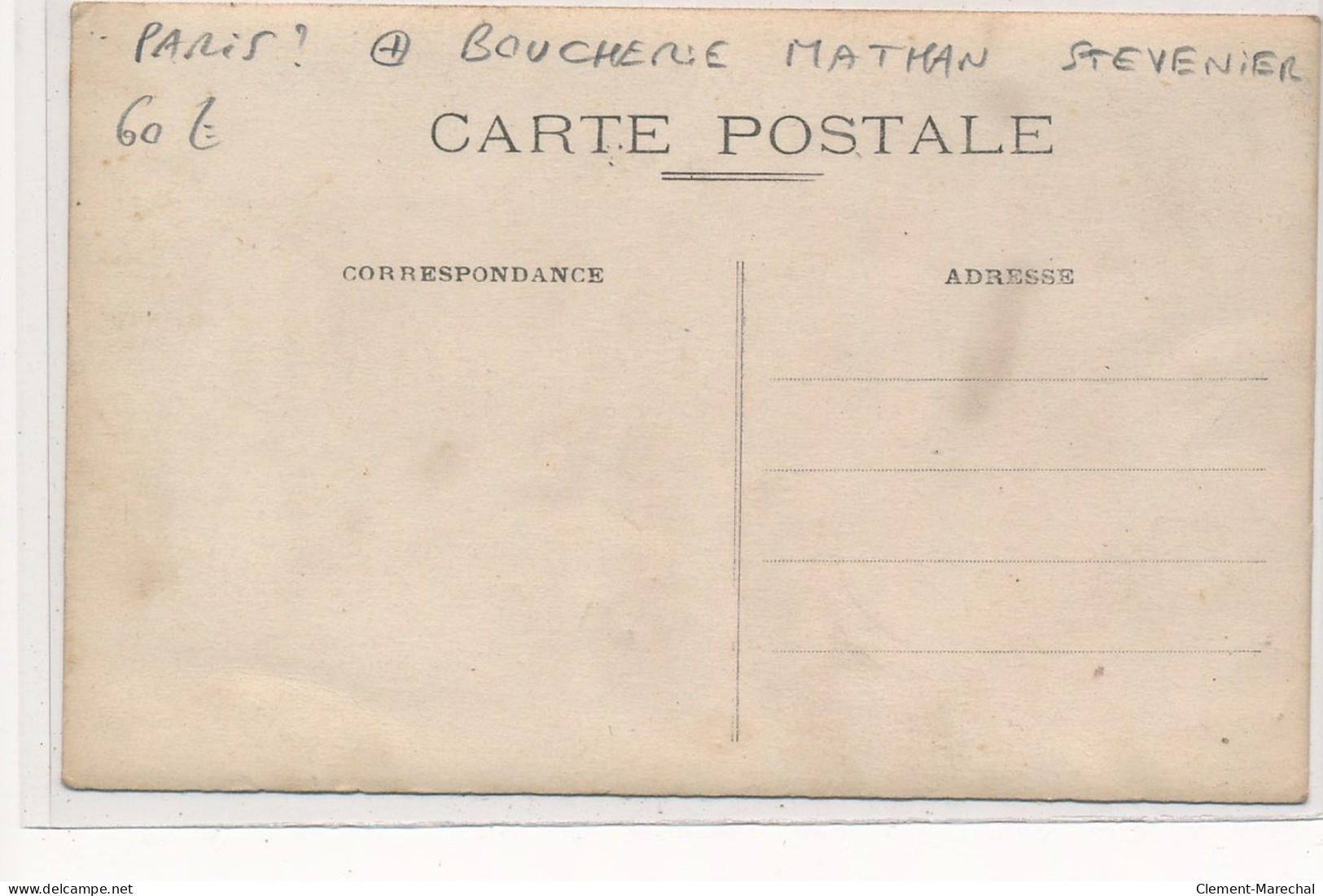 CARTE PHOTO A LOCALISER : Paris(?)boucherie Mathan Stevenier - Tres Bon Etat - Photos