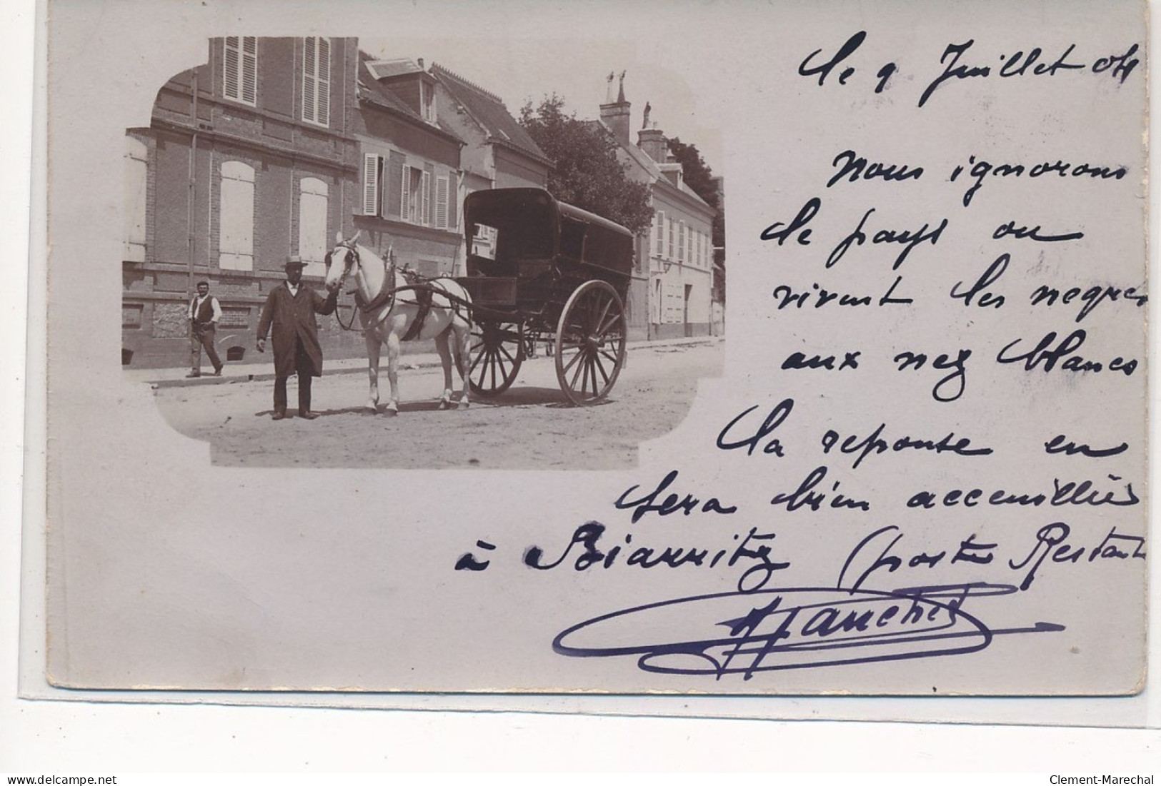 CARTE PHOTO A LOCALISER : Attelage, Texte, Biarritz(?) - Tres Bon Etat - Photos