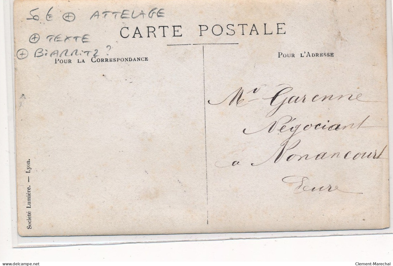 CARTE PHOTO A LOCALISER : Attelage, Texte, Biarritz(?) - Tres Bon Etat - Photos