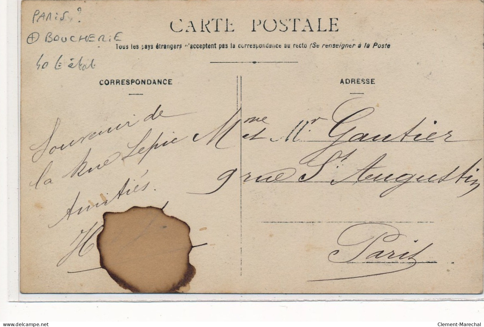 CARTE PHOTO A LOCALISER : Paris(?) Boucherie - Etat - Photos