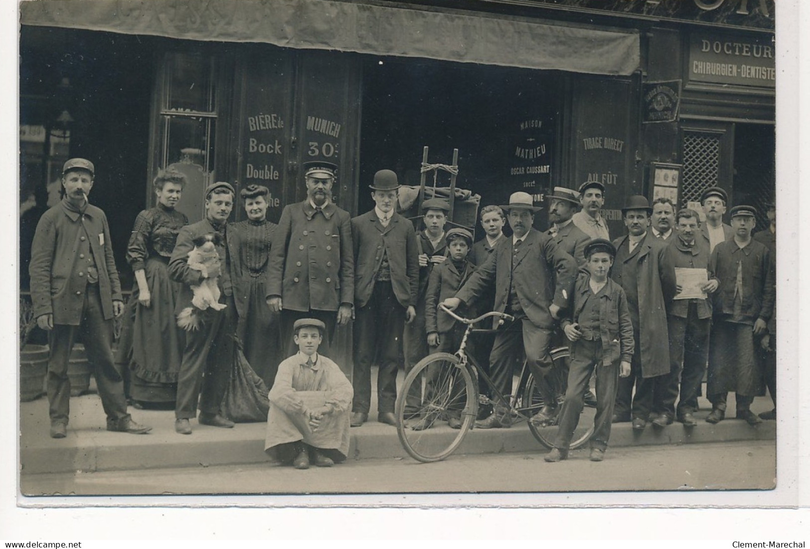 CARTE PHOTO A LOCALISER : Paris(?) Maison Mathieu, Cafe, Velo - Tres Bon Etat - Photos