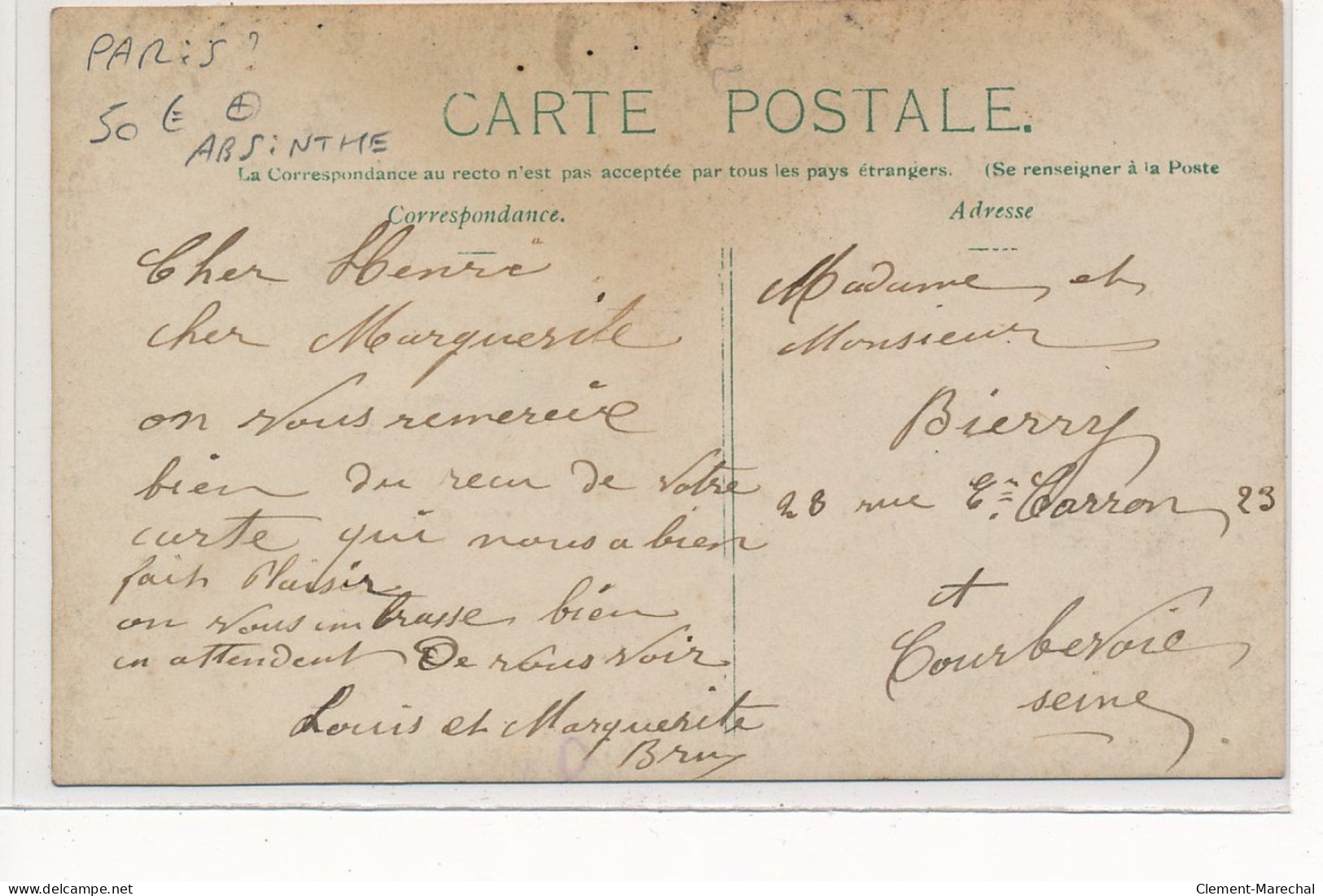 CARTE PHOTO A LOCALISER : Paris(?), Absinthe, Restaurant, Pernod Amer Picon - Tres Bon Etat - Photos