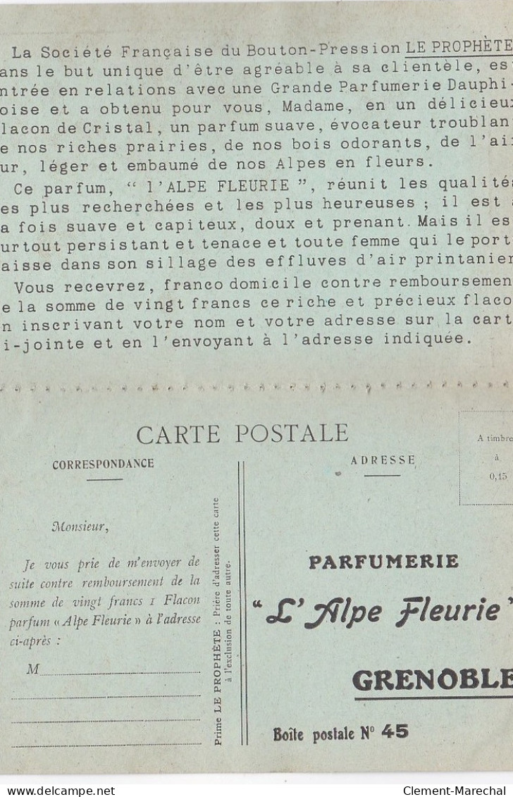 GRENOBLE : Carte Postale Double Publicitaire Pour La Parfumerie "L'Alpe Fleurie"  - Très Bon état - Grenoble