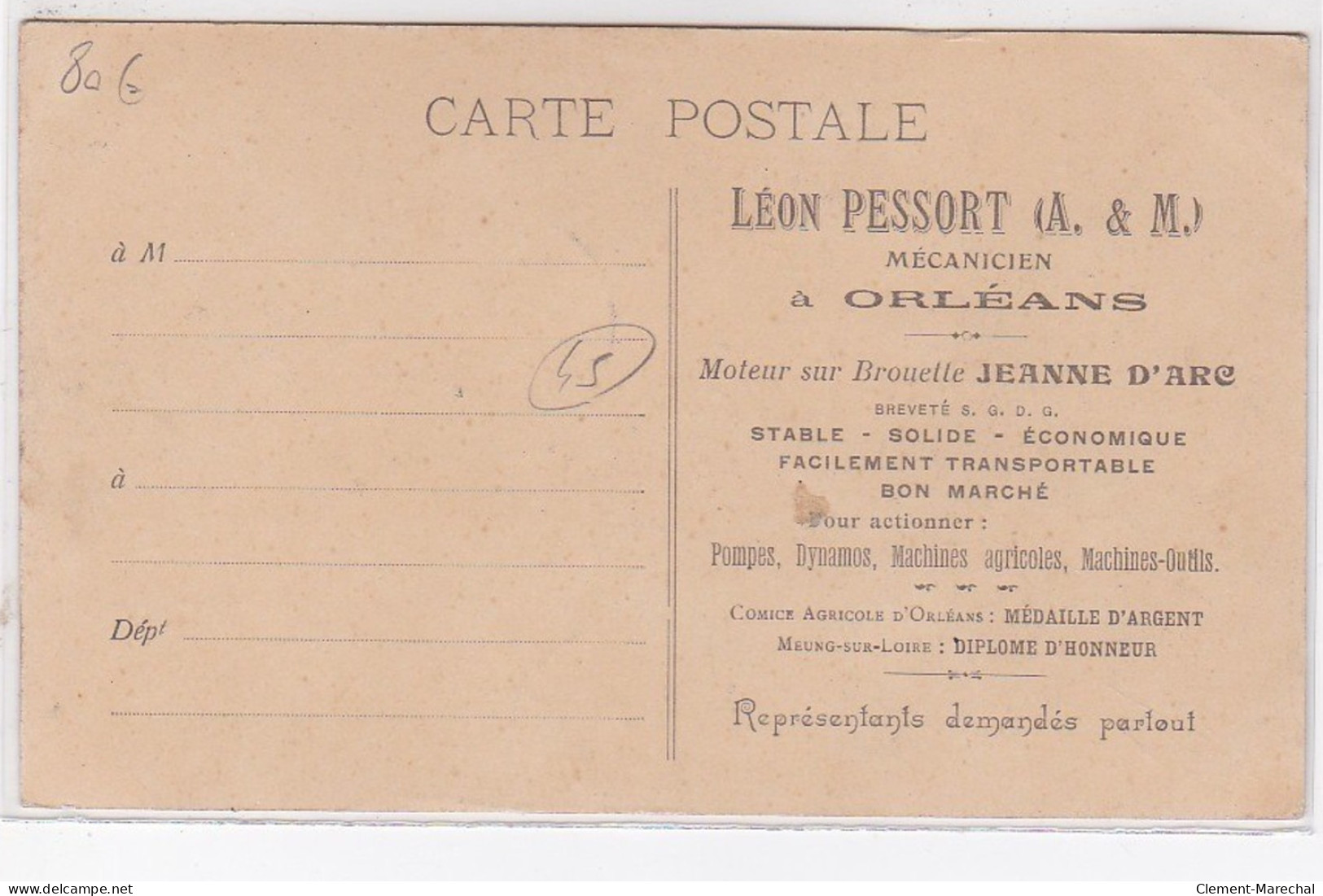 ORLEANS : Carte Postale Publicitaire Pour Le Mécanicien Léon PESSORT - Très Bon état - Orleans