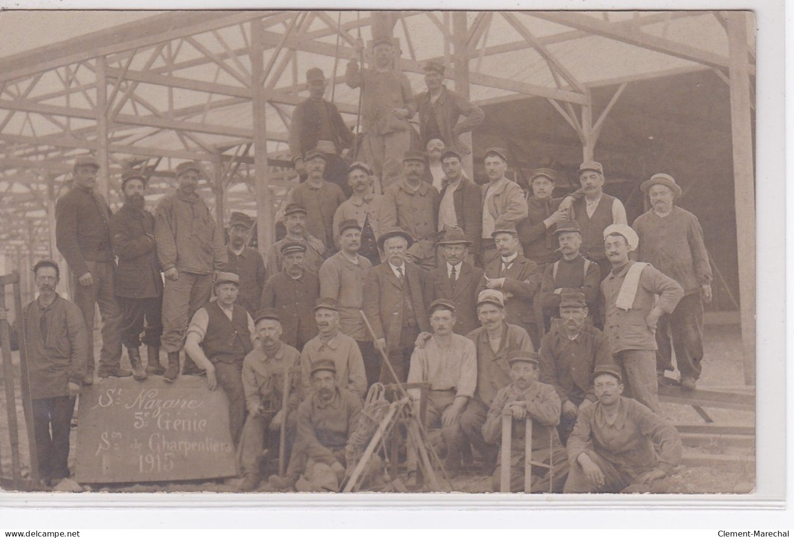 SAINT NAZAIRE : Carte Photo Des Charpentiers Du 5ème Génie En 1915 - Très Bon état - Saint Nazaire