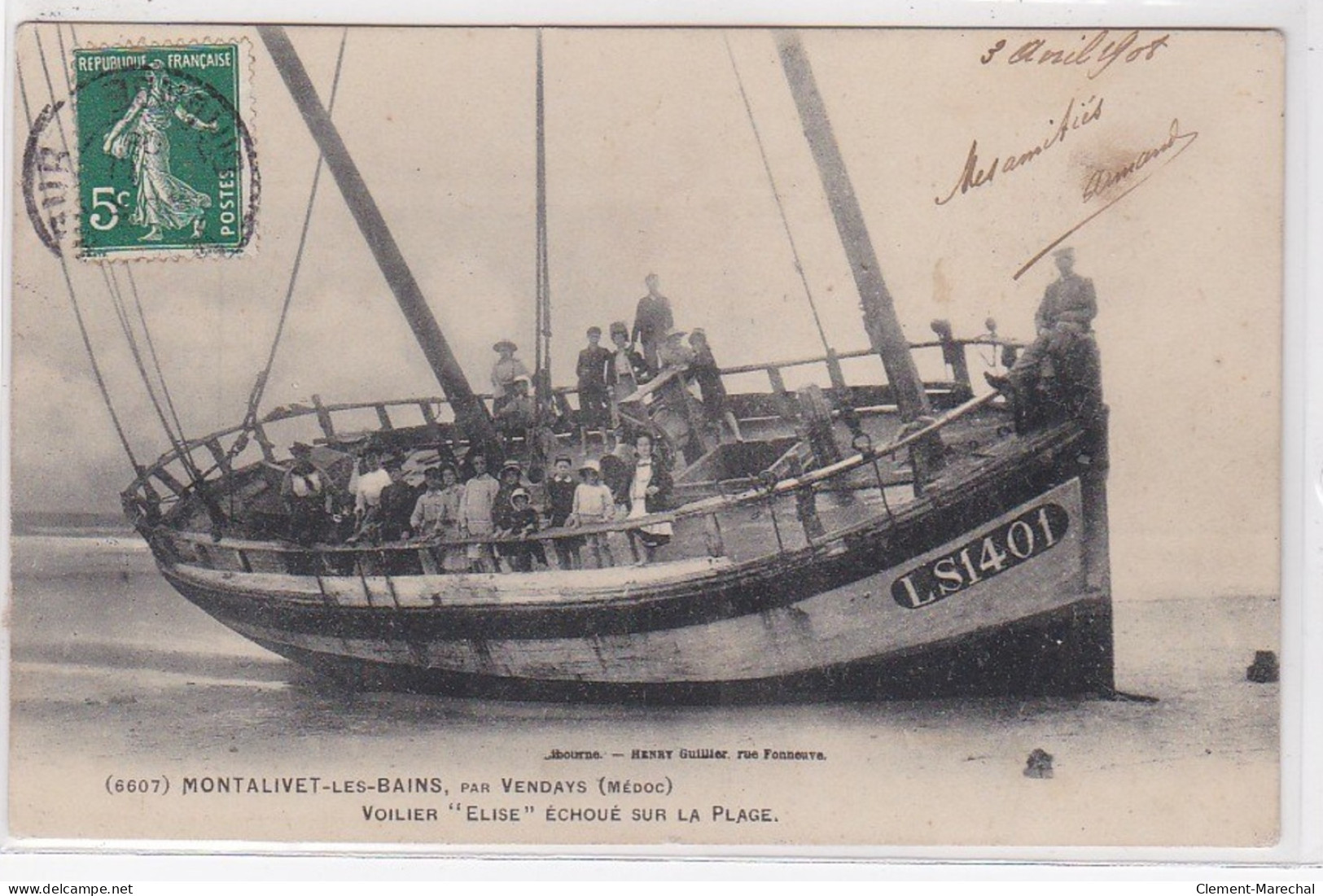 MONTALIVET LES BAINS : Le Voilier "Elise" échoué Sur La Plage - Très Bon état - Andere & Zonder Classificatie