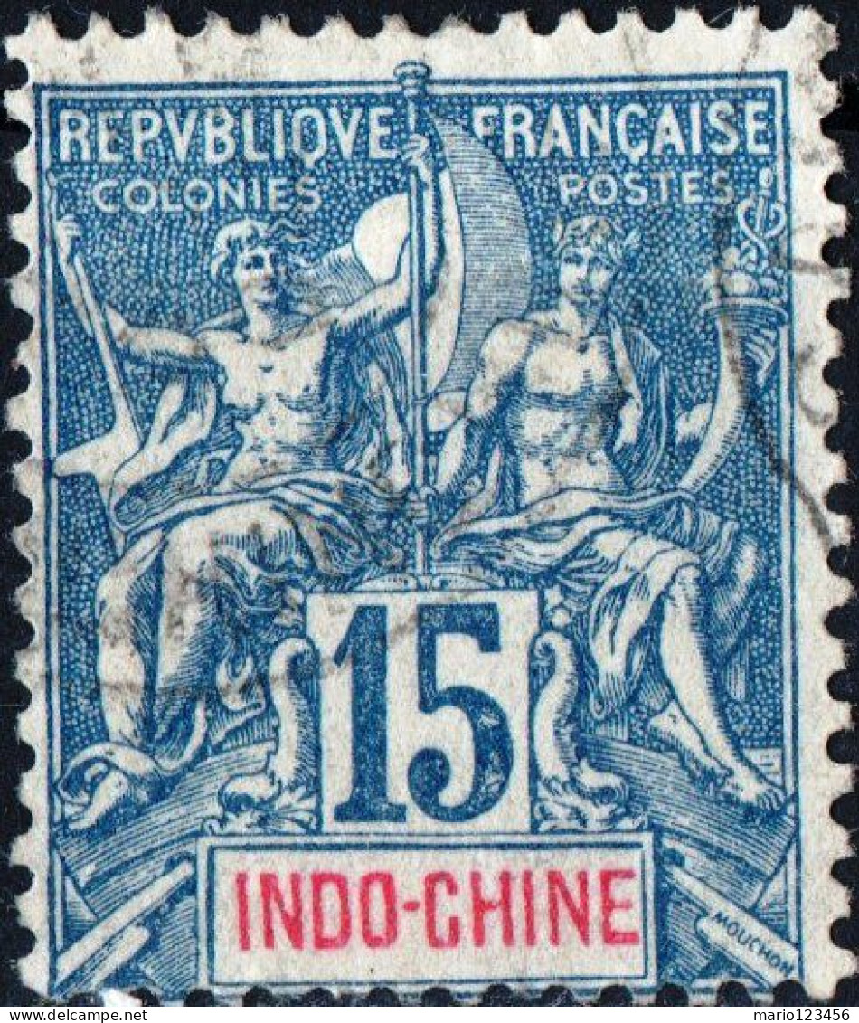 INDOCINA FRANCESE, INDOCHINA, TIPO “GROUPE”, 1892, USATI Yt:FR-IC 8, Scott:FR-IC 10 - Gebraucht