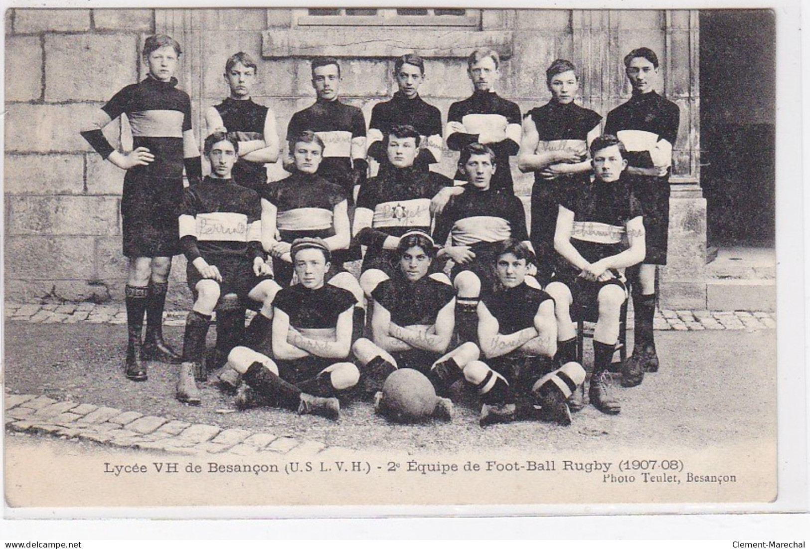 BESANCON : Le Lycée - Deuxième équipe De Football Rugby En 1907-08 - Très Bon état - Besancon