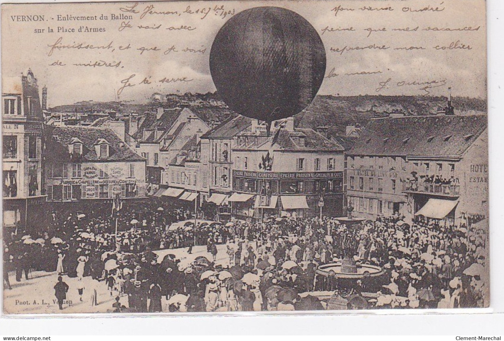 VERNON : Enlèvement Du Ballon Sur La Place D'Armes (aviation - Aérostation) - Bon état - Vernon