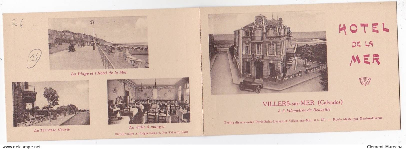 VILLERS SUR MER : Carte Panoramique De L'hotel De La Mer (9x28 Cm Environ) - Très Bon état - Villers Sur Mer