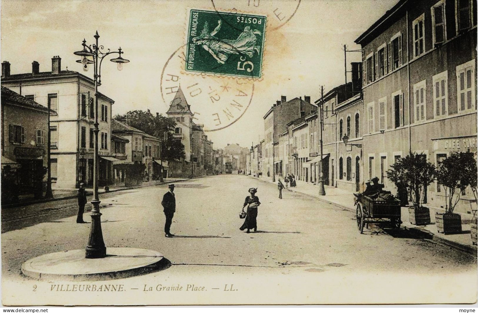 1804  -  VILLEURBANNE :  LA GRAND PLACE -  Attelage  - Circulée En 1910 - Villeurbanne