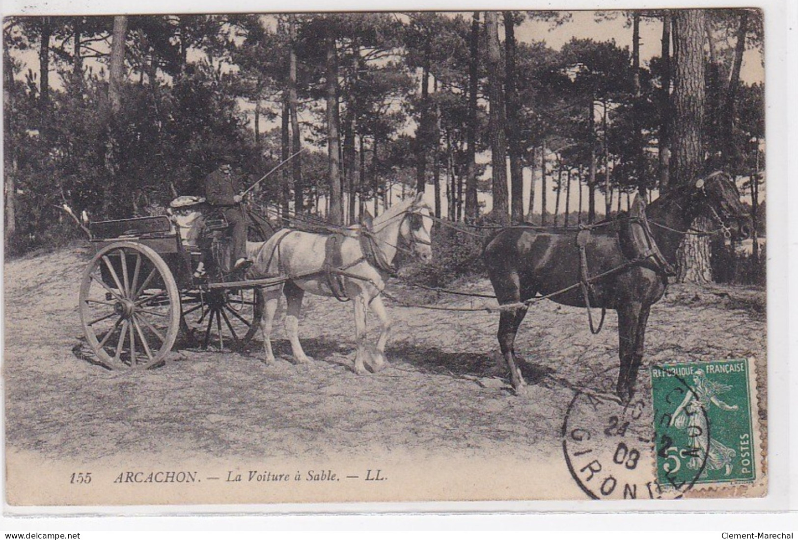 ARCACHON : Lot De 2 Cartes Photo Et D'une Cpa - Voiture à Sable Et Attelage) - état - Arcachon