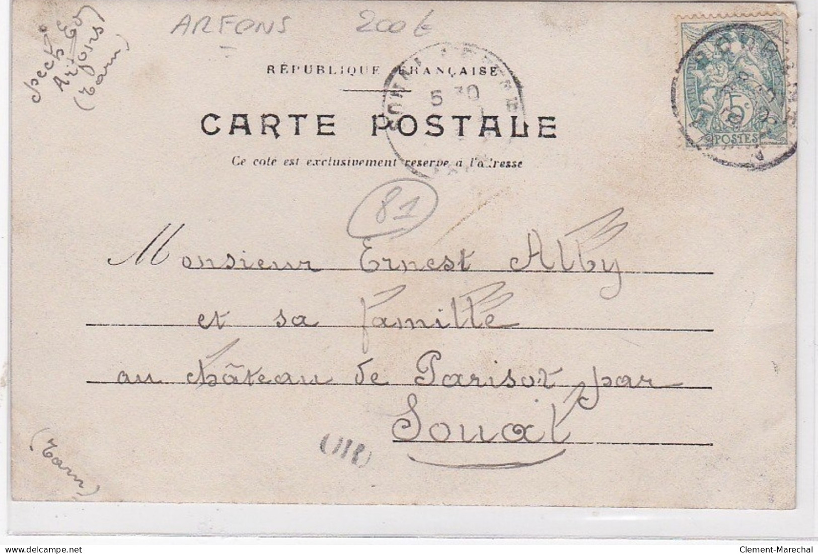 ARFONS : Carte Photo De L'hotel - Café PECH - Bon état - Altri & Non Classificati