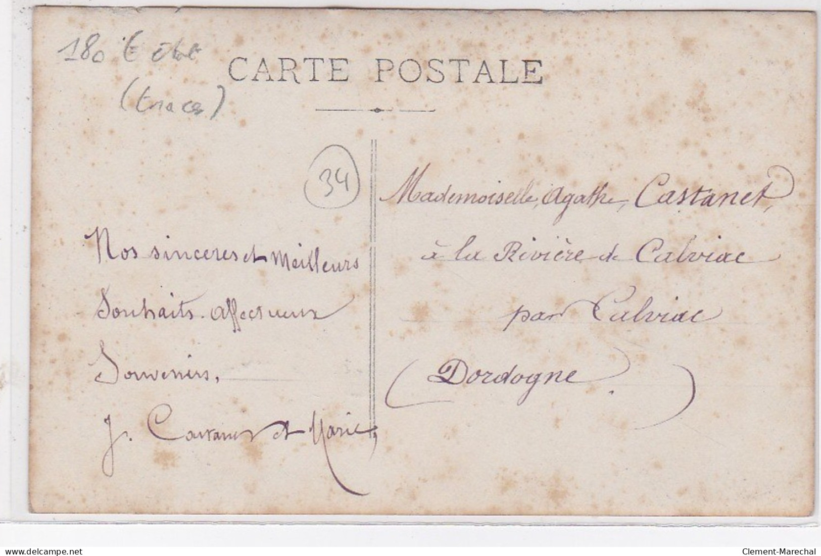 AGDE : Carte Photo De L'hotel Des Postes Inauguré En 1909 - Bon état (traces Au Dos) - Agde