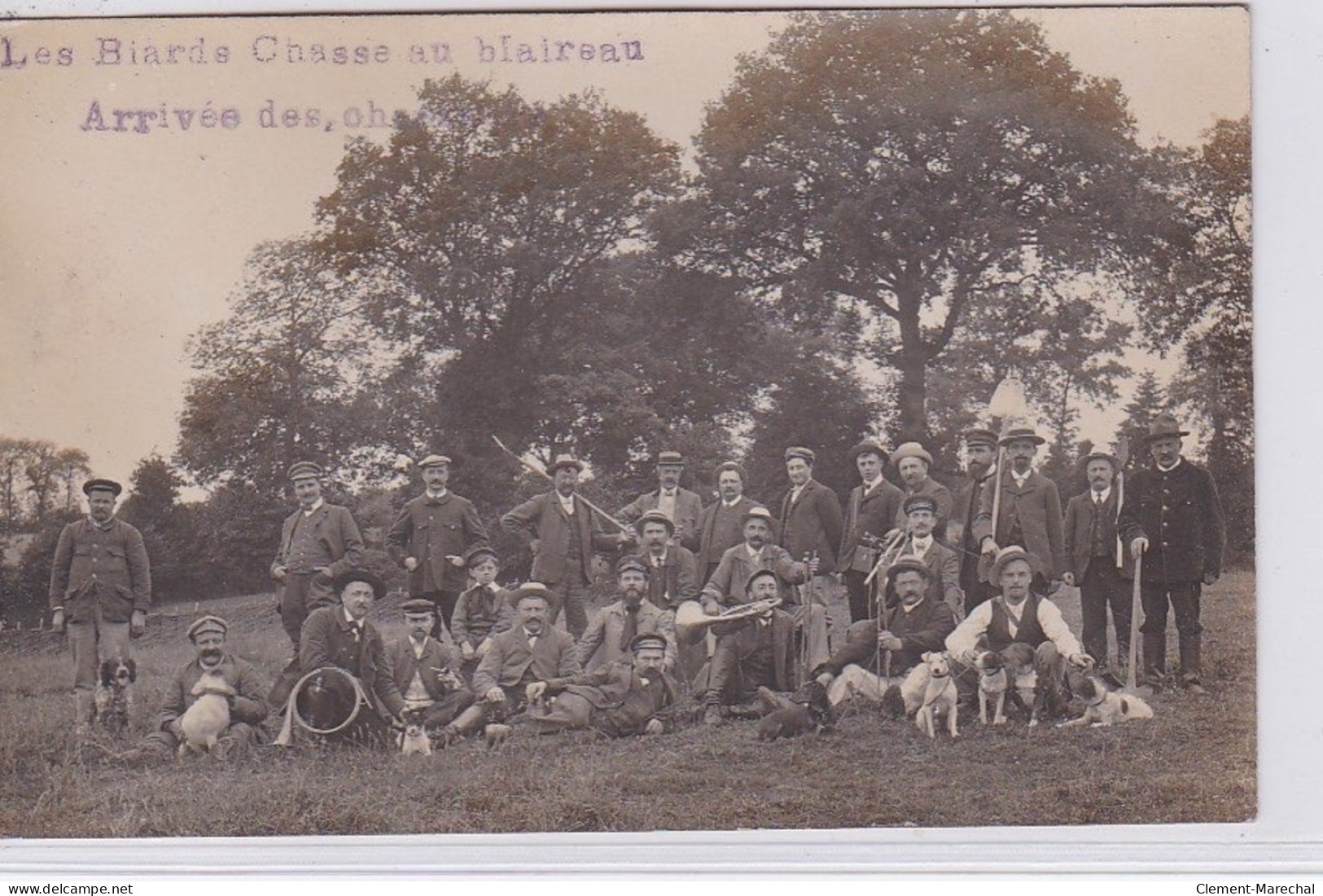 Carte Photo : Les Biards - Chasse Au Blaireau - L'arrivée Des Chasseurs - Très Bon état - Andere & Zonder Classificatie