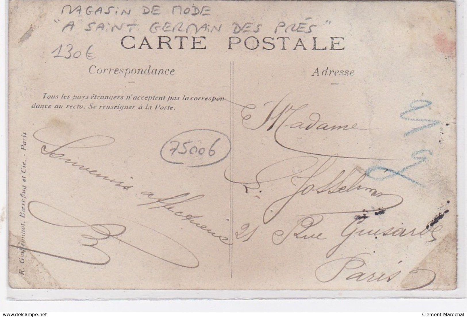 PARIS 6ème : Carte Photo Du Magasin De Mode Et Chaussures "A Saint Germain Des Prés" - Très Bon état - Distrito: 06