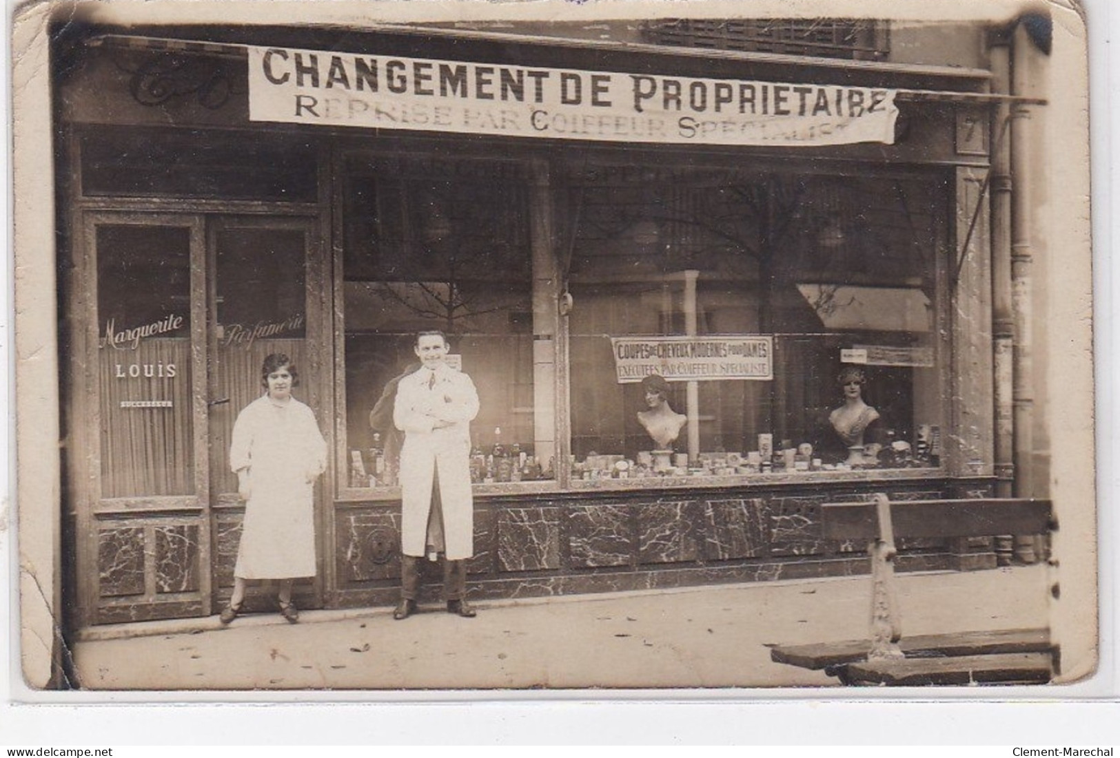 PARIS 12 : Carte Photo Du Salon De Coiffure LOUIS Au 7 Rue Chaligny - état - District 12