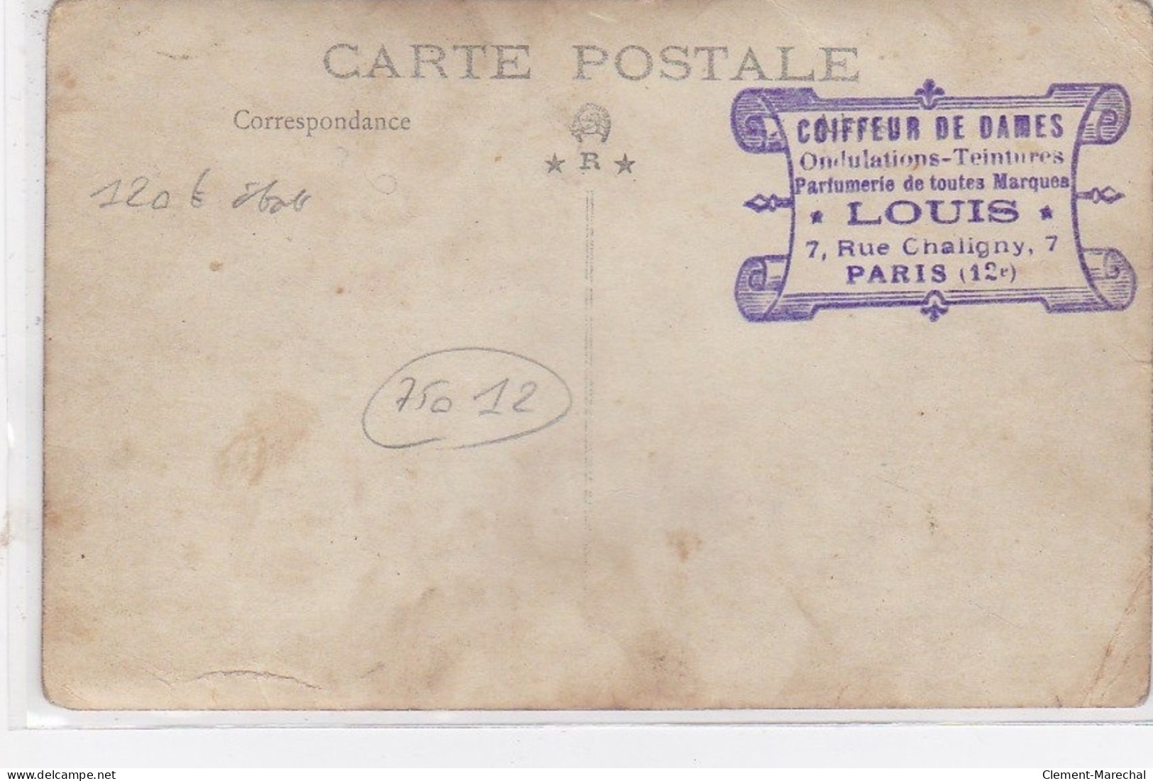 PARIS 12 : Carte Photo Du Salon De Coiffure LOUIS Au 7 Rue Chaligny - état - Paris (12)