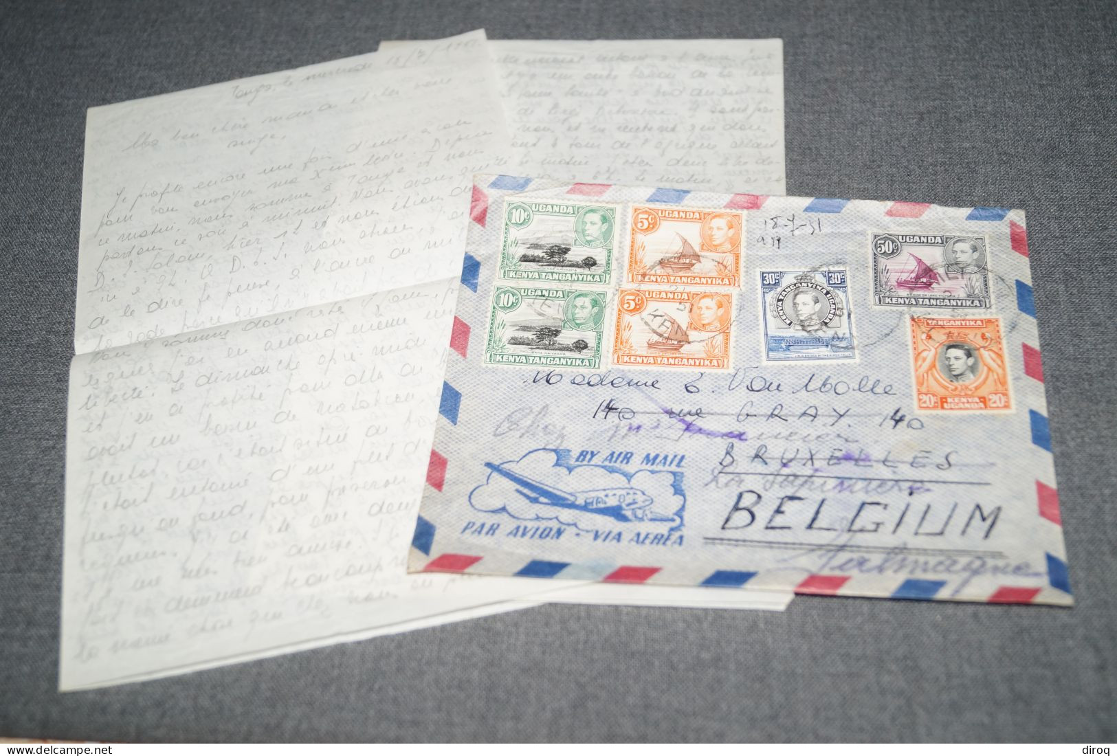 Très Bel Envoi Kenya - Belgique,Uganda 1951,+ Courrier, Pour Collection - Tanganyika (...-1932)