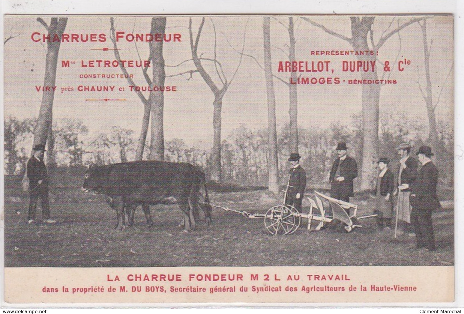 LIMOGES - LA CHARRUE FONDEUR Au Travail Dans La Propriété De Mr. Du Boys (agriculture Haute Vienne) - Très Bon état - Andere & Zonder Classificatie