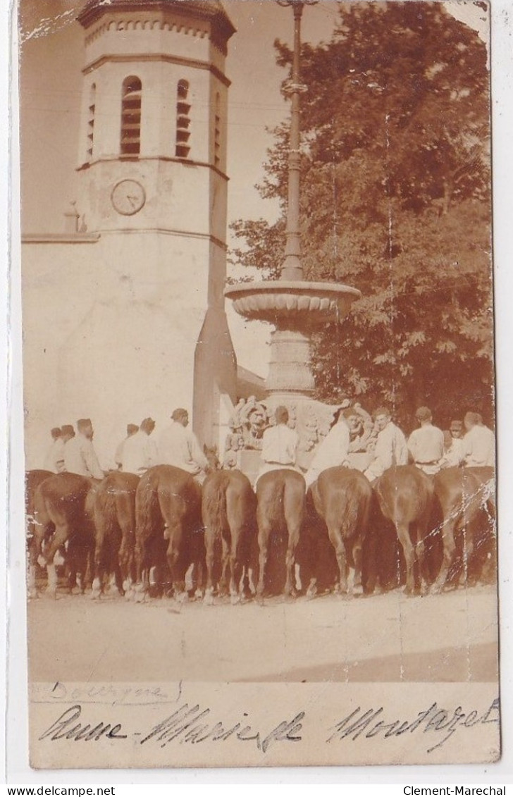 DOURGNE : Carte Photo De Cavaliers Devant L'église - Très Bon état - Dourgne