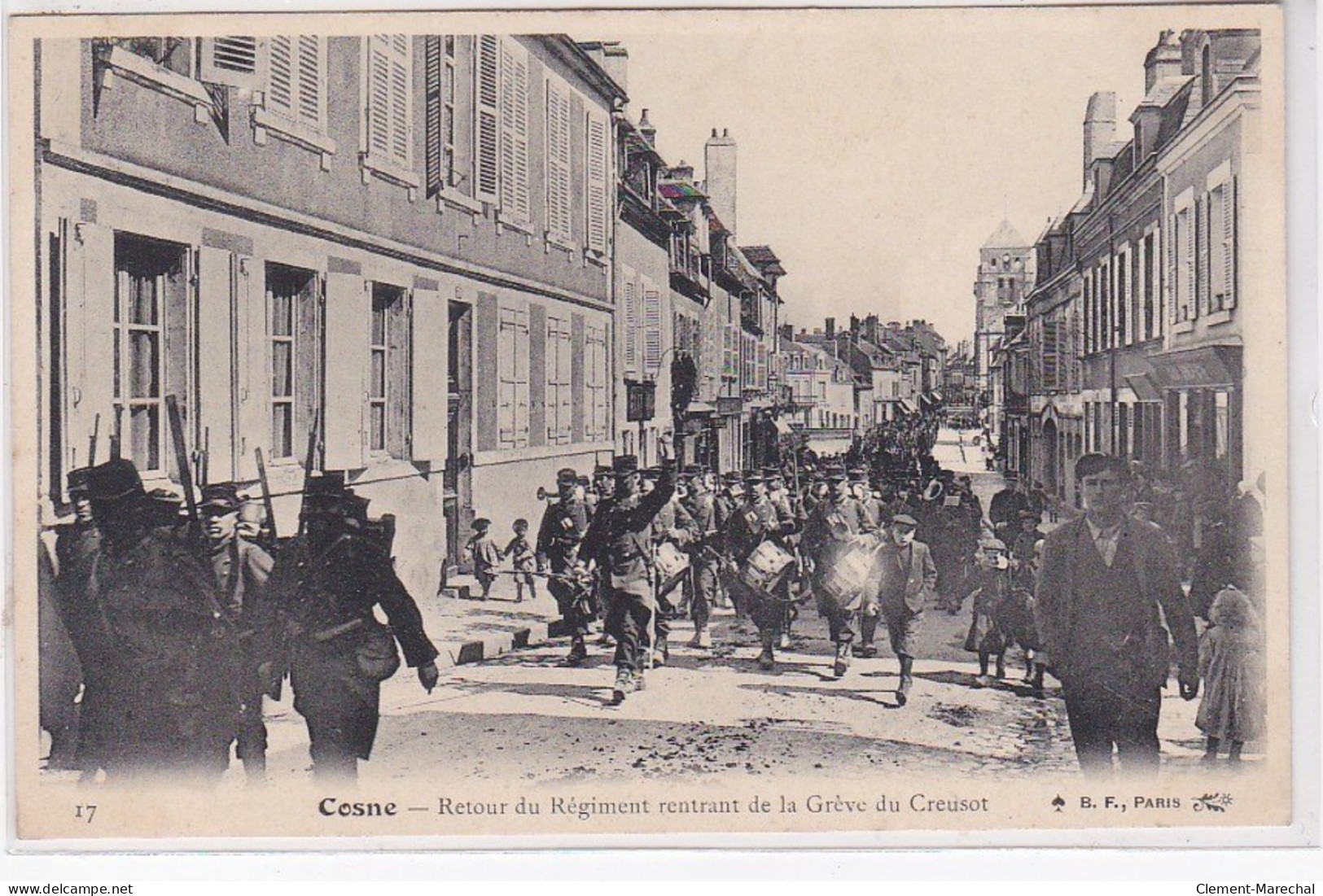 COSNE : Retour Du Régiment Rentrant De La Grève Du Creusot - Très Bon état - Cosne Cours Sur Loire