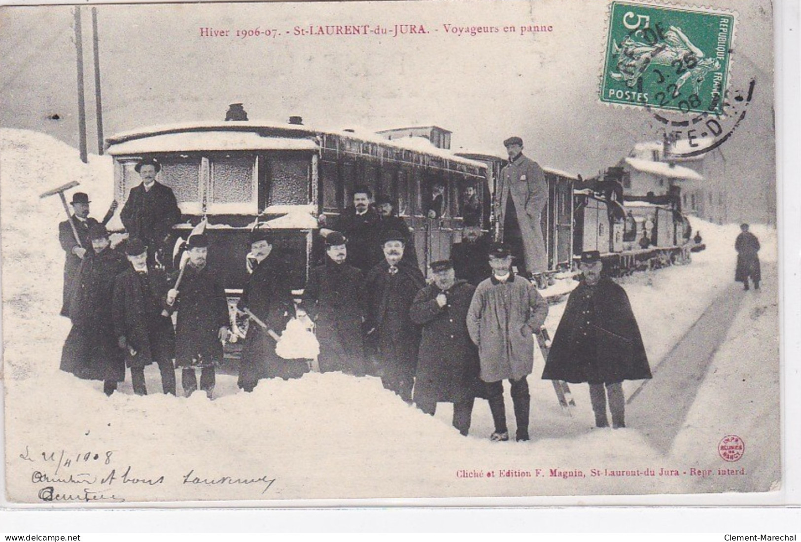 SAINT LAURENT DU JURA - Hiver 1906/07 - Un Train Bloqué Par La Neige - Voyageurs En Panne - Très Bon état - Altri & Non Classificati