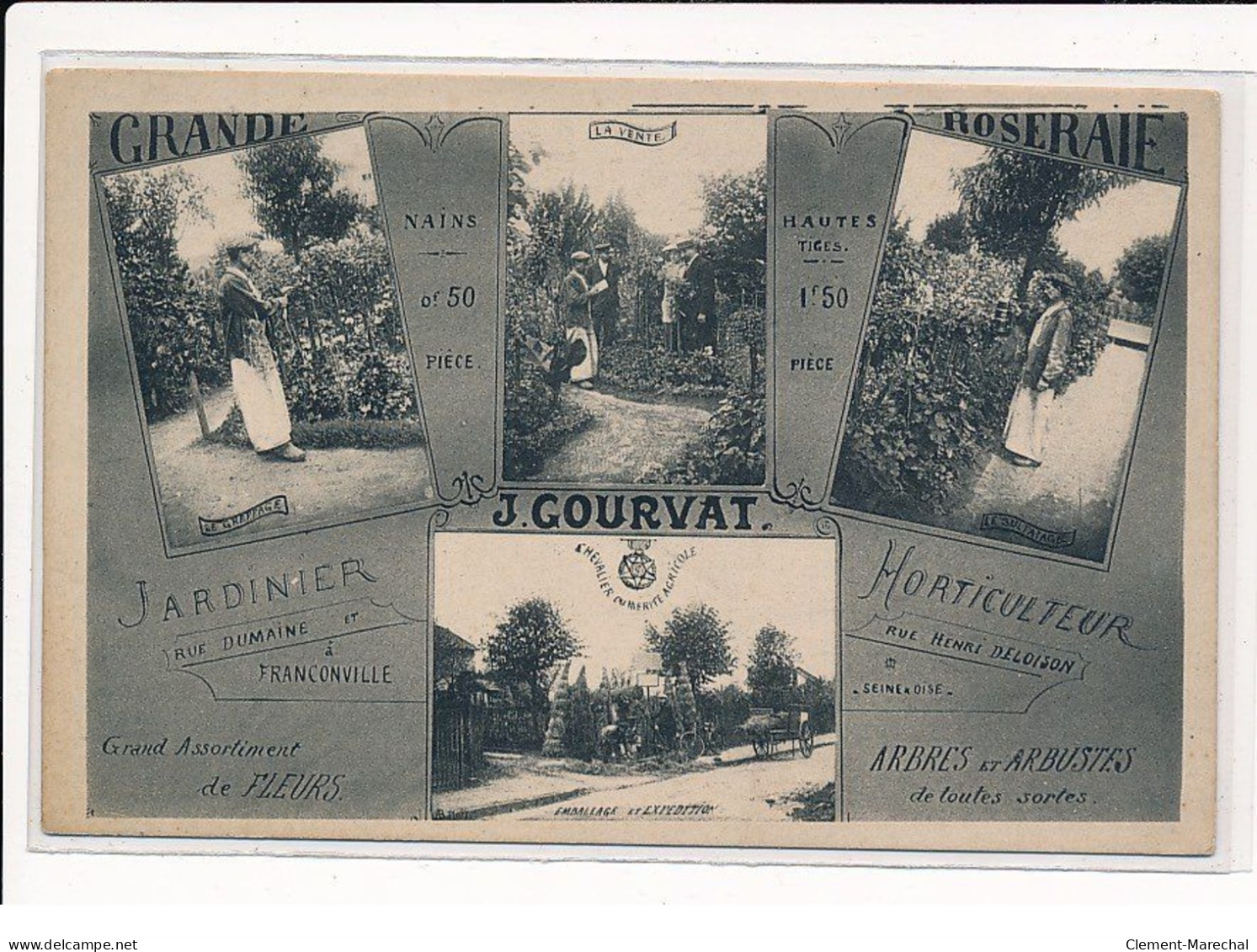 FRANCONVILLE : Grand Roseraie, Jardinier Horticulteur, J.GOURVAT - Très Bon état - Franconville