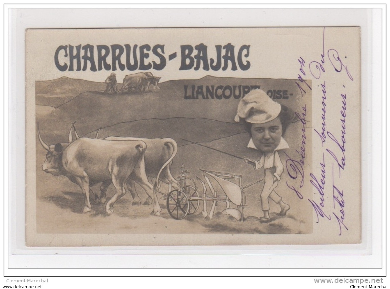 PUBLICITE Pour Les Charrues BAJAC A  LIANCOURT (Oise) Vers 1910 (photo Montage) - Très Bon état - Autres & Non Classés