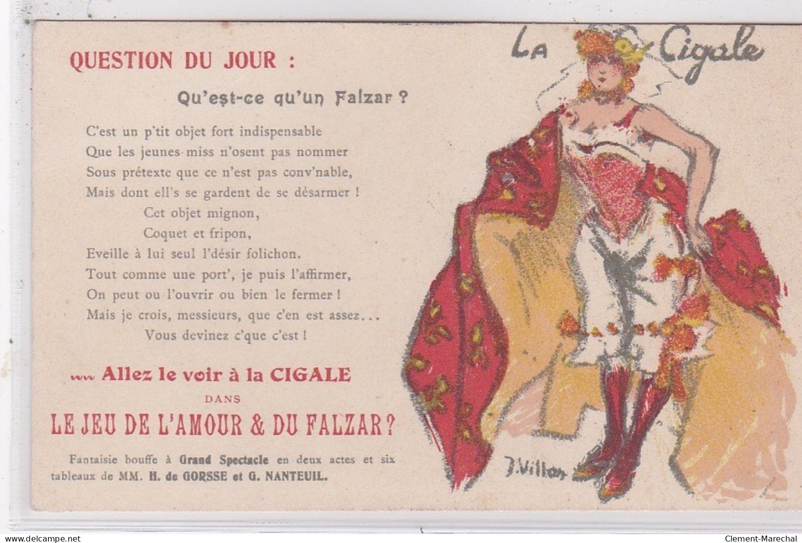 VILLON Jacques : Carte Postale Publicitaire Pour Le Cabaret Et Salle De Spectacle "la Cigale"- Très Bon état - Villon