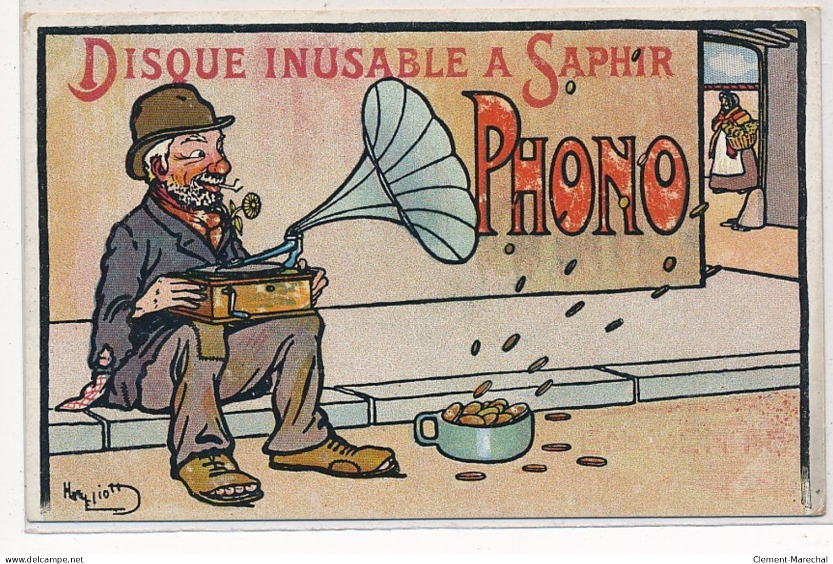 PUBLICITE : HARRY ELLIOTT - "disque Inusable A  Saphir (phono - Mendiant - Phonographe) - Très Bon Etat - Advertising