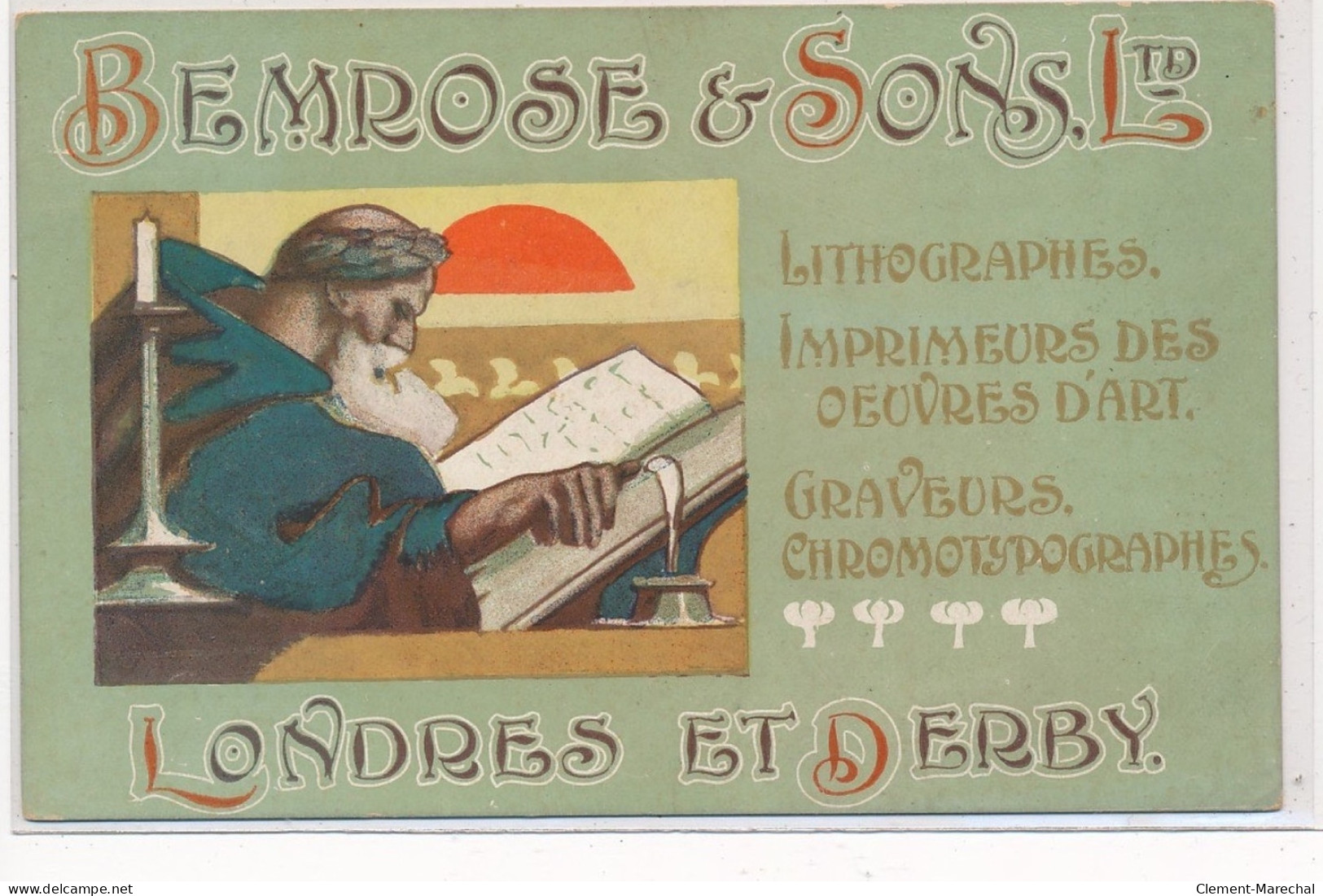 PUBLICITE : Bemrose  Sons Ltd Lithographes Imprimeurs Des Oeuvres D'art Cartes Postales - Tres Bon Etat - Advertising