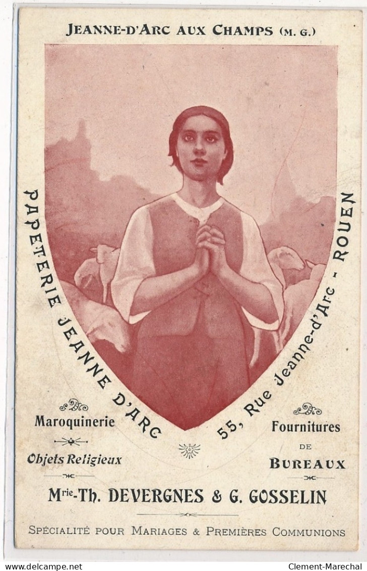 PUBLICITE : Jeanne-d'arc Aux Champs Maroquinerie Fourniture Marie Th. Devergnes  G. Gosselin - Tres Bon Etat - Reclame