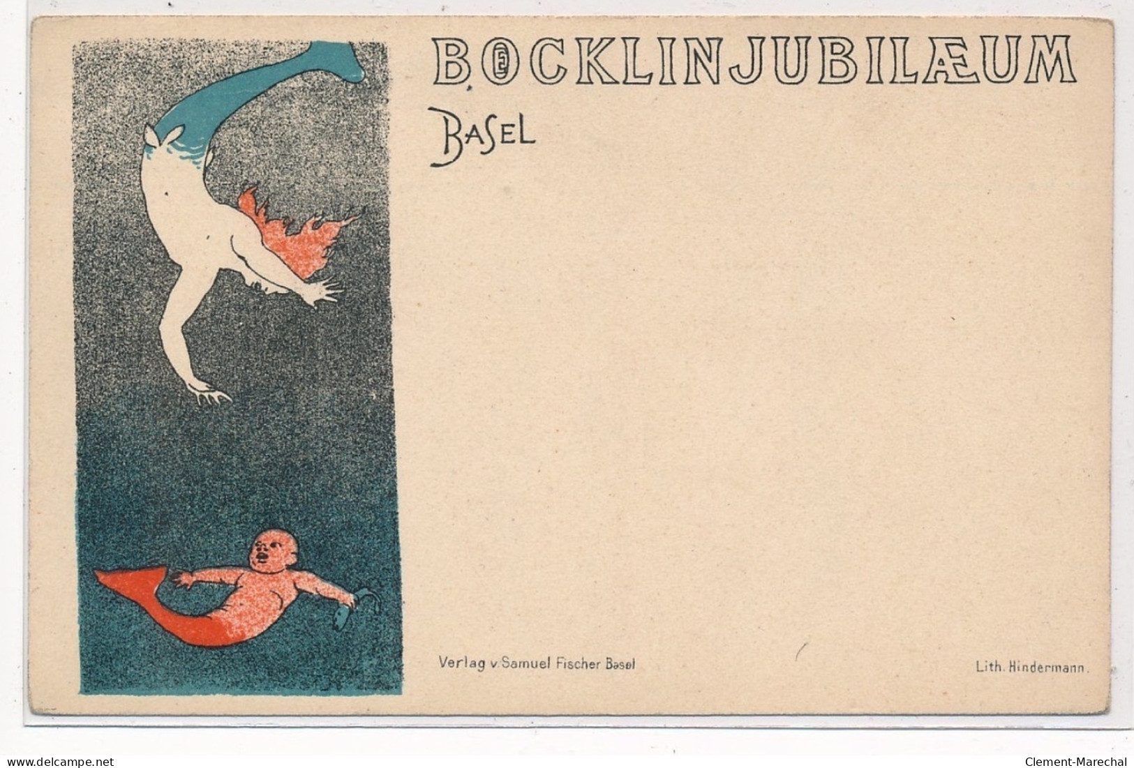 PUBLICITE : Bocklinjubilaeum Basel, Verlag V Samuel Fischer Basel, Lith, Hindermann, Sirene - Tres Bon Etat - Reclame