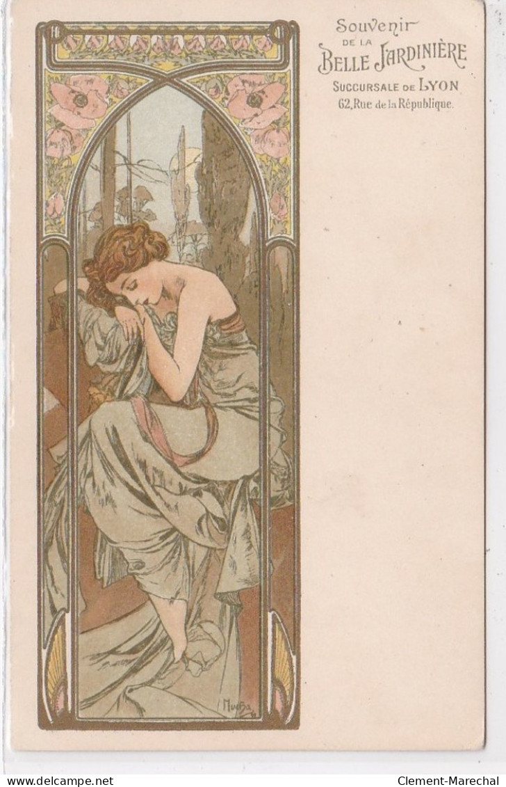 MUCHA Alphons : "le Repos De La Nuit"  Avec Publicité De La Belle Jardinière De Lyon - état - Mucha, Alphonse